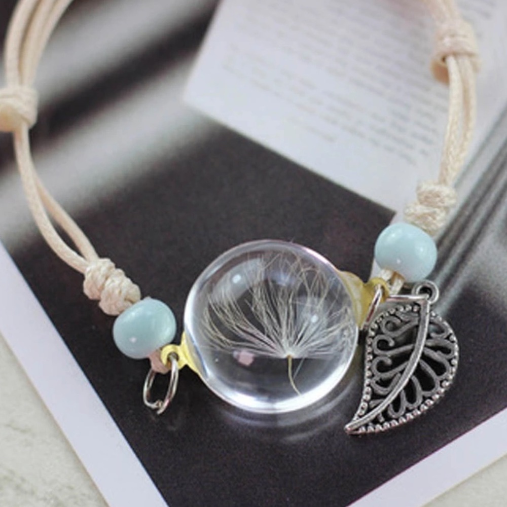 Last One! Dandelion Seed Dried Flower Bracelet NWT - Picture 2 of 5